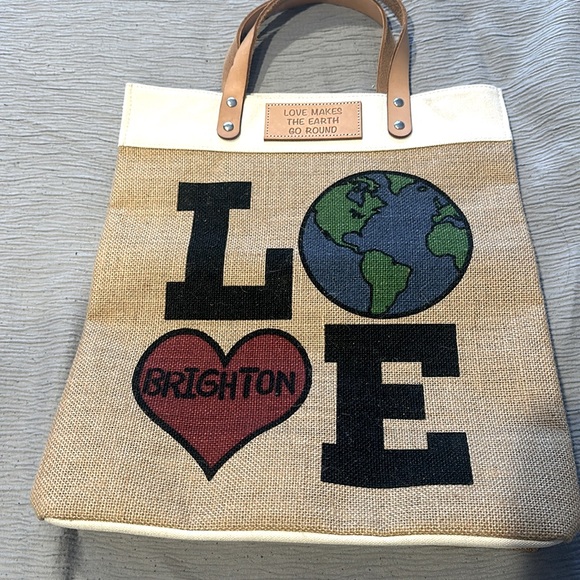 Brighton burlap tote - Picture 1 of 4